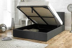 Lucca Fabric Ottoman Bed Charcoal Open