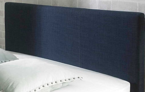 Lucca Fabric Ottoman Bed Chambray Blue Headboard