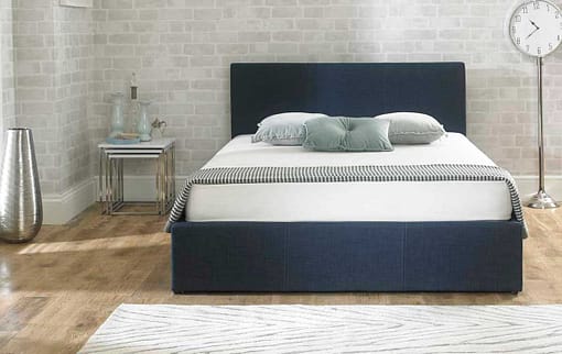 Lucca Fabric Ottoman Bed Chambray Blue