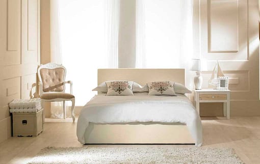 Visage Faux Leather Ottoman Bed Ivory